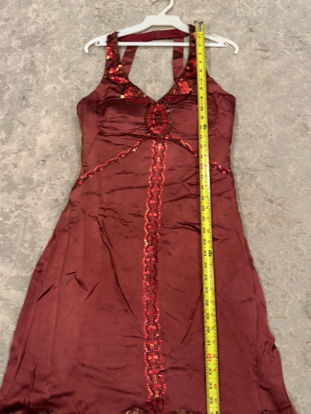 Sue Wong Nocturne Dress Y2K Cocktail #84 Flapper Halter Red Silk Sequin Art Deco - Picture 12 of 16